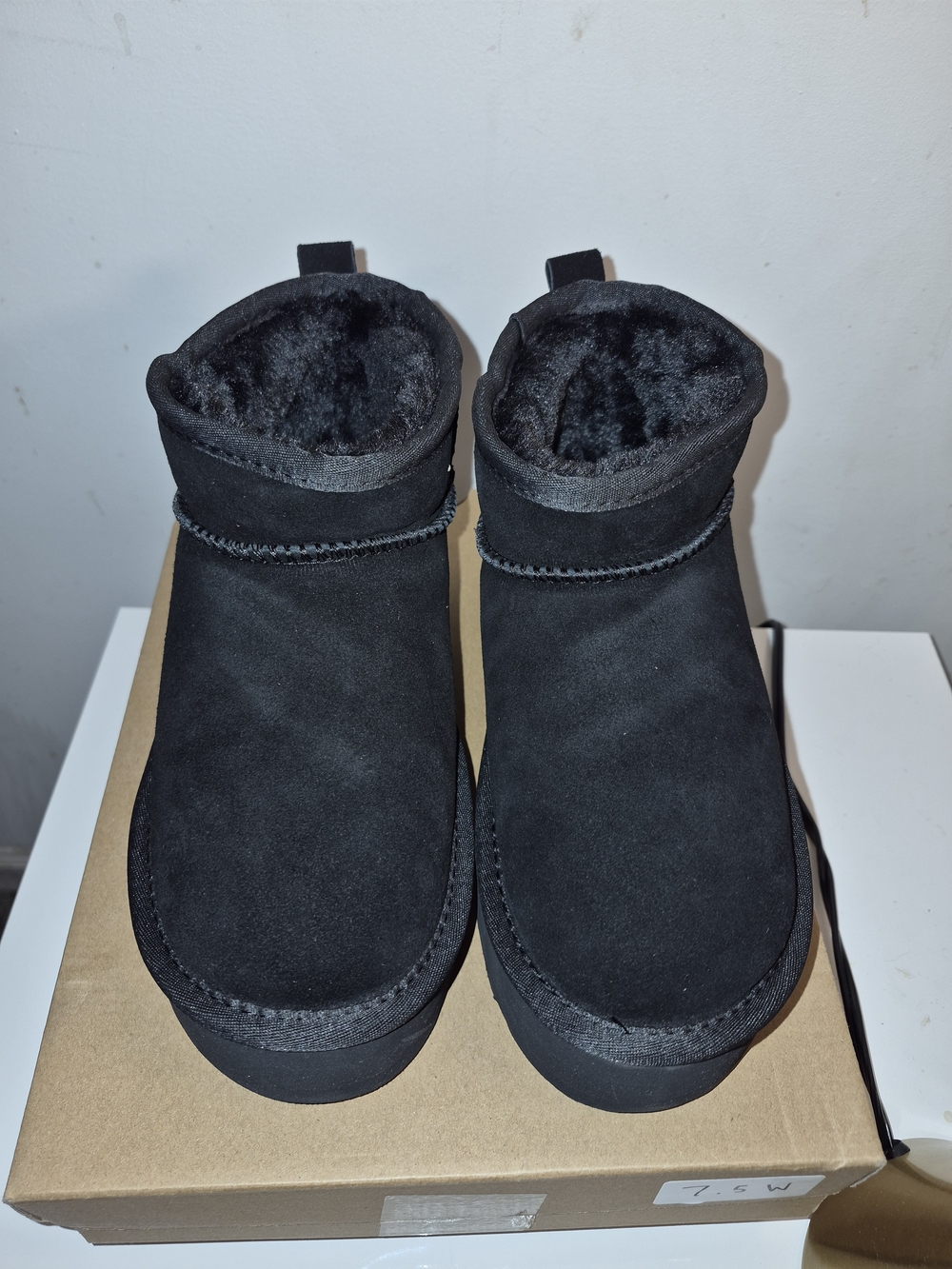 Womans Black Faux-Suede Winter Boots